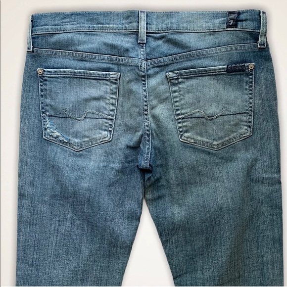 7 for all Mankind Distressed Straight Leg Jeans - Picture 6 of 11